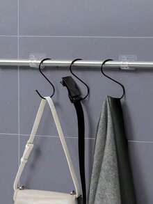 6PCS Curtain Rod Hooks, No Drill Adhesive Mounting Suitable For Home, Living Room, Bedroom, Kitchen, Bathroom, Hotel Curtain Hooks Gifts Birthday Graduation, Easy Install Curtain Hanger Clips - Multicolor - View 6