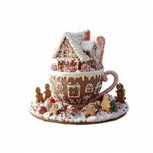 لوحة إشارة وشارة بشكل كوب على طراز بوهيمي مصنوعة من الأكريليك على شكل بيت من الزنجبيل - ديكور مكتبي للكريسماس، متعدد الاستخدامات، بدون نص، مناسب للمنزل والمقهى ومكتب العمل والديكور الجداري في غرفة النوم