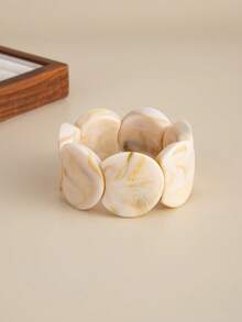 1pc Bohemian Vintage Exaggerated Geometric Disc Elastic Cuff Bracelet, Luxurious, Suitable For Vacation, Party, Casual, Street Style, Wedding, Anniversary, Unisex Charm Jewelry Gift