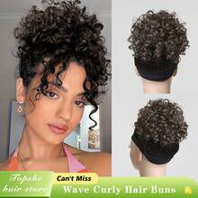 缠绕式抽绳合成凌乱发髻波浪卷发发髻发片女式弹性圣诞节 - 彩色 - 查看 17