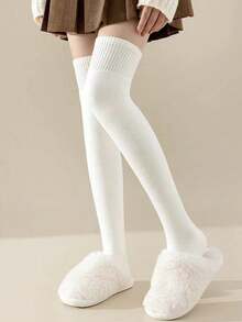 1 Pair Thick Knitted Over,The,Knee Socks, Soft Anti,Static, Warm & Comfortable, Fits Over,The,Knee, Multi Colors Available, Autumn/Winter, Cozy Socks - Multicolor - View 7