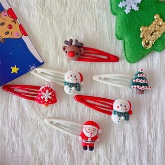 Christmas Cute Hair Clips Holiday New Year Hair Accessories Decoration BB Clips Snowman, Reindeer, Christmas Tree, Santa Claus, Snowflake, Bell Hair Clips For Women & Girls, Hair Slide, Hair Barrettes