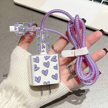 5pcs/Set Colorful Love Data Cable Protection Cover Suitable For IPhone13/14/15 Pro Max, Data Cable Protection Cover With Lanyard, Anti-Breakage, Good-Looking And Durable, Gift For Boyfriend/Girlfriend