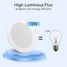 Aigostar Downlight LED Techo Empotrable, 12W Equivalente a Halógena 113W, 1350LM, Luz Blanca Fria 6500K, Ojos de Buey LED para Techo interior, Ф145-155 mm, Pack 2 Foco Empotrable LED Techo - 12w-6500k - Ver 5