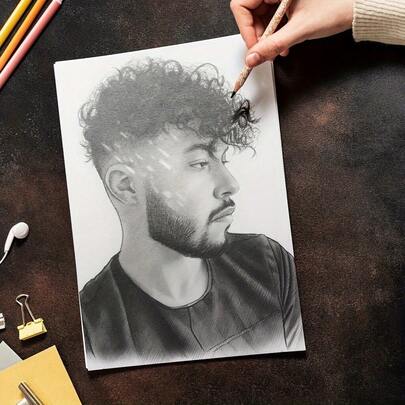 Personalized Pencil Portrait - Custom Photo Sketch, Perfect For Weddings, Couples & Christmas Gifts,Christmas Gift Supplies