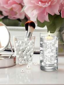 300颗仿珍珠花瓶填充物 - 家居装饰，适用于婚礼、生日、圣诞节和DIY手工 - 非常适合用作蜡烛中心装饰、餐桌中心装饰和派对装饰 | 优雅的桌面装饰 | 耐用塑料材质，圣诞节最佳选择，婚礼完美之选 - 彩色 - 查看 7