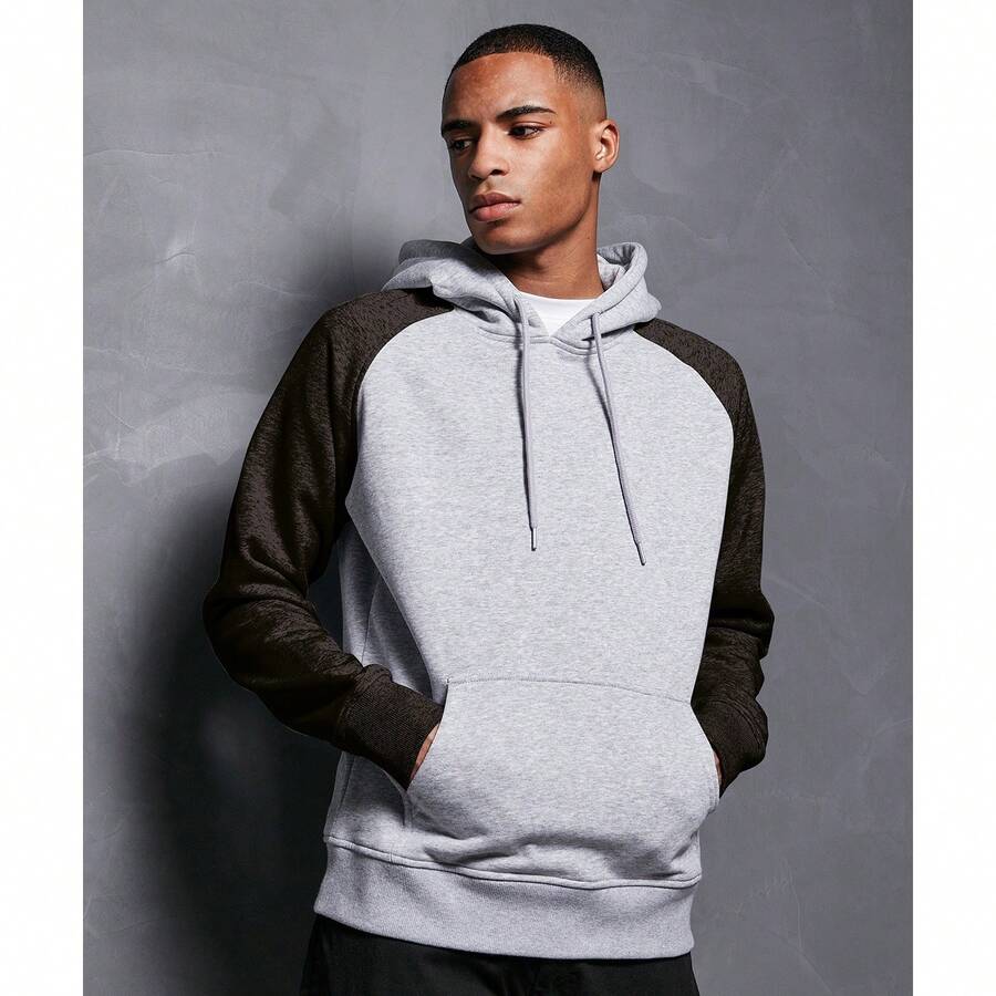 Trespass Mens Basic Raglan Hoodie (Heather Grey/Black) - 50% Cotton/50% Polyester - 270gsm - (RW8065) - Light Grey - View 1