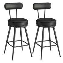 EKHO Collezione - Sgabelli Cucina Set da 2, Sgabelli da Bar Girevoli con Schienali, Sedie Cucina, Rivestimento con Cucitura, Moderno di Metà Secolo, Altezza 65 cm, Nero Inchiostro - nero - Visualizzare 9