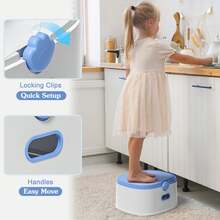 3-In-1 Toddler Potty Training Toilet Seat, Adjustable, Foldable Potty Chair Adapter With Ergonomic Design And Space-Saving Structure For Kids, Boys And Girls - 藍色 - 查看 7