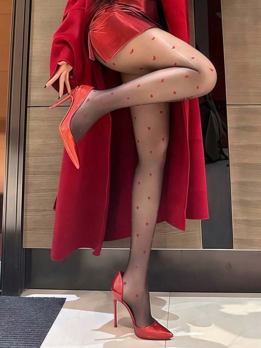 1双亮面丝袜，光滑闪亮的女士连裤袜 - 黑色 - 查看 1