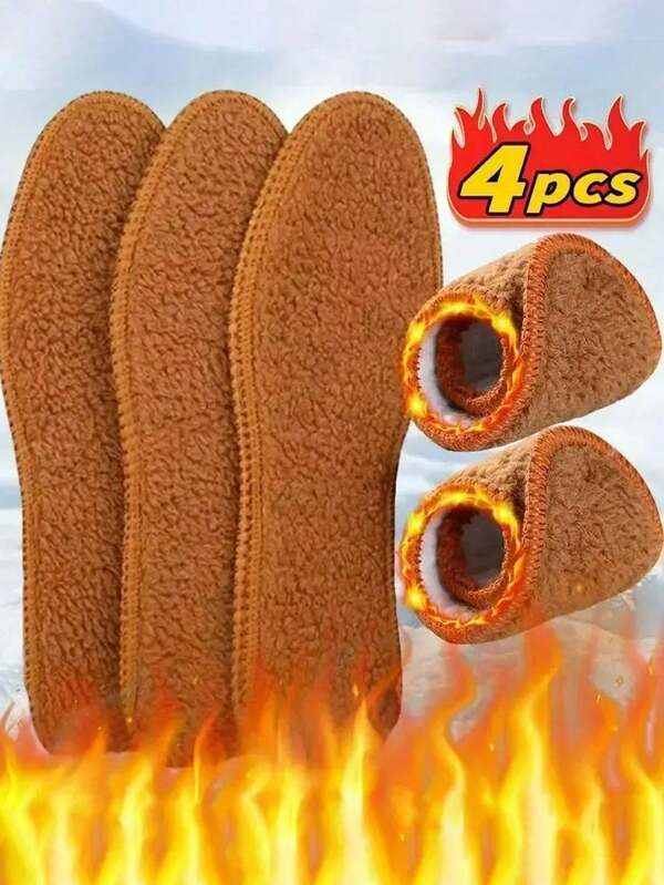 2 Pairs Unisex Adult Padded Thermal Insoles-Super Warm, Soft Plush, Comfortable In Autumn And Winter | Men's And Women's Breathable Insoles, Soft And Comfortable,