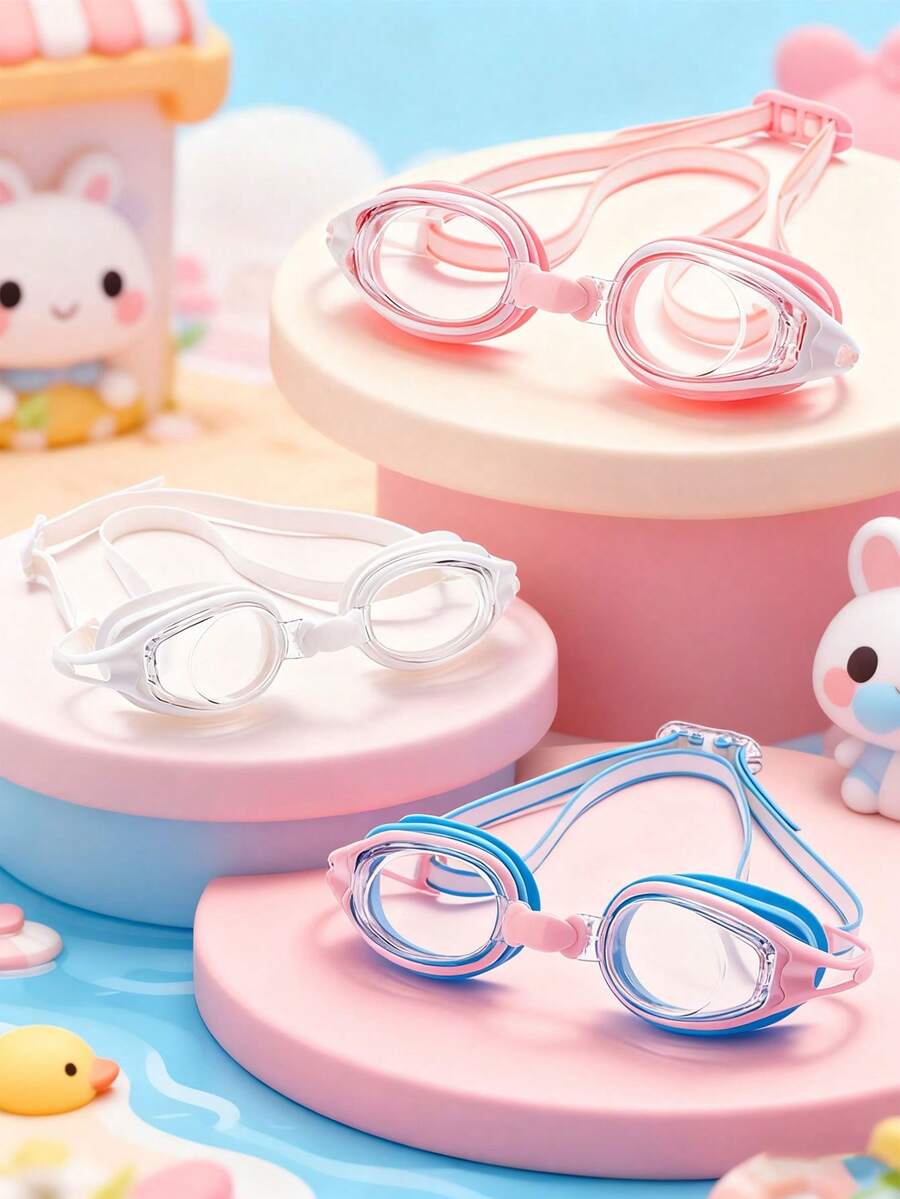 1 Piece Of Children's Anti-Fog HD Swimming Goggles, Waterproof And Anti-Fog HD Professional Diving Goggles Swimming Equipment - Silicone Earplugs Swimming Goggles, Suitable For 3-16 Years Old Children Swimming Diving Use