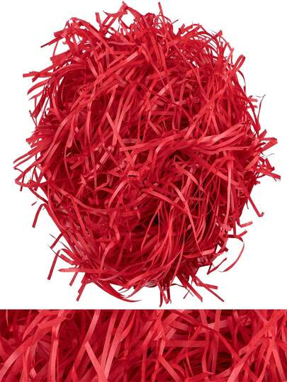 1 paquete Rojo, 20/50/100g Relleno de caja de regalo de rafia, Relleno de pasto creativo para regalos de cumpleaños, bodas y damas de honor, Papel de seda cortado en forma de arruga, Relleno de papel de rafia picado para empacar y envolver regalos de Pascua