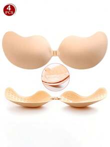 4 对粘贴式胸罩、聚拢胸罩、隐形无肩带胸罩、透气亲肤女士粘性胸罩、可重复使用露背胸罩，适用于女士胸罩和胸罩配件（面料升级） - 彩色 - 查看 37