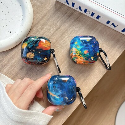 For Sam Sung Galaxy Series Oil Painting Planet TPU Earbuds Case Fit Designed For Sam Sung Buds2 Pro Sam Sung Buds2 Sam Sung Buds Pro Sam Sung Buds Live Sam Sung Buds FE Protective Earphone Case