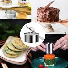 Liuliushun Juego de 6 Anillos de Postre y alianzas de Acero Inoxidable para Tartas para Hornear para Tartas diámetro de 7 5 cm Altura de 4 cm con Elevador + 1 espátula para Tartas - como en la foto - Ver 7