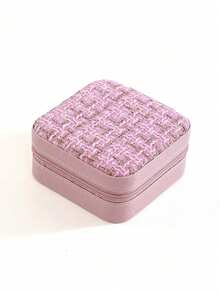 1pc Travel Jewelry Storage Box, Jewelry Storage Box, Jewelry Storage Box, Double Layer Zipper Closed Portable Multi Functional Storage Box, Rectangular Desktop Storage Box, Dustproof Jewelry Storage Box, Multi Functional Jewelry Storage Box, Dressing Table Jewelry Storage Box, Multi Compartment Travel Jewelry Display Box, Necklace Earring Bracelet Storage Box, Gift Storage Box, Minimalist Travel And Home Jewelry Box, Bedroom Storage Box
