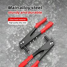 Handheld Black And Red Rivet Gun, 1-Piece | Manual DIY Tool For Fastening Metal, Leather, And Furniture - Black and Red - View 3