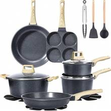 Your All-Round Cooking Partner! GIPP Versatile Non-Stick Cookware Set, Compatible With All Stovetops, Meets All Your Western & Chinese Cooking Needs! (Grey) - Dark Grey - View 10