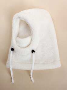 1个纯色儿童毛绒耳罩，带帽子，适合保暖和日常旅行 - 毛絨套頭帽 - 查看 17