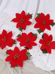 1/5pcs Christmas Flower Head Hanging Ornaments Simulated Poinsettia Decoration Home Wall Hanging Simulated Flowers Home Room Office Decor, Flower Arrangements Artificial Centerpiece, Outdoor Garden Yard Decor, Wedding Birthday Bridal Shower Decor Home Decor Christmas Decorations Room Decor