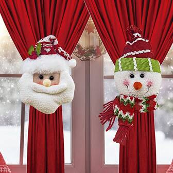 2pcs Santa Claus & Snowman Curtain Tieback For Cozy Baby Room,Window Tiebacks Baby Shower Family Decorations Gifts Christmas Present