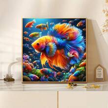 Kit de peinture de diamant carré 5D, magnifique betta, kit de peinture de mosaïque de diamant à forage complet convenant aux débutants, peinture de diamant artisanale DIY, décoration murale pour la maison, cadeau