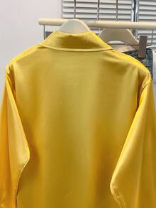 Women's Satin Shirt, Business Casual Button-Down Blouse With Notch Lapel, Elegant Office & Lounge Top For Fall Winter Spring