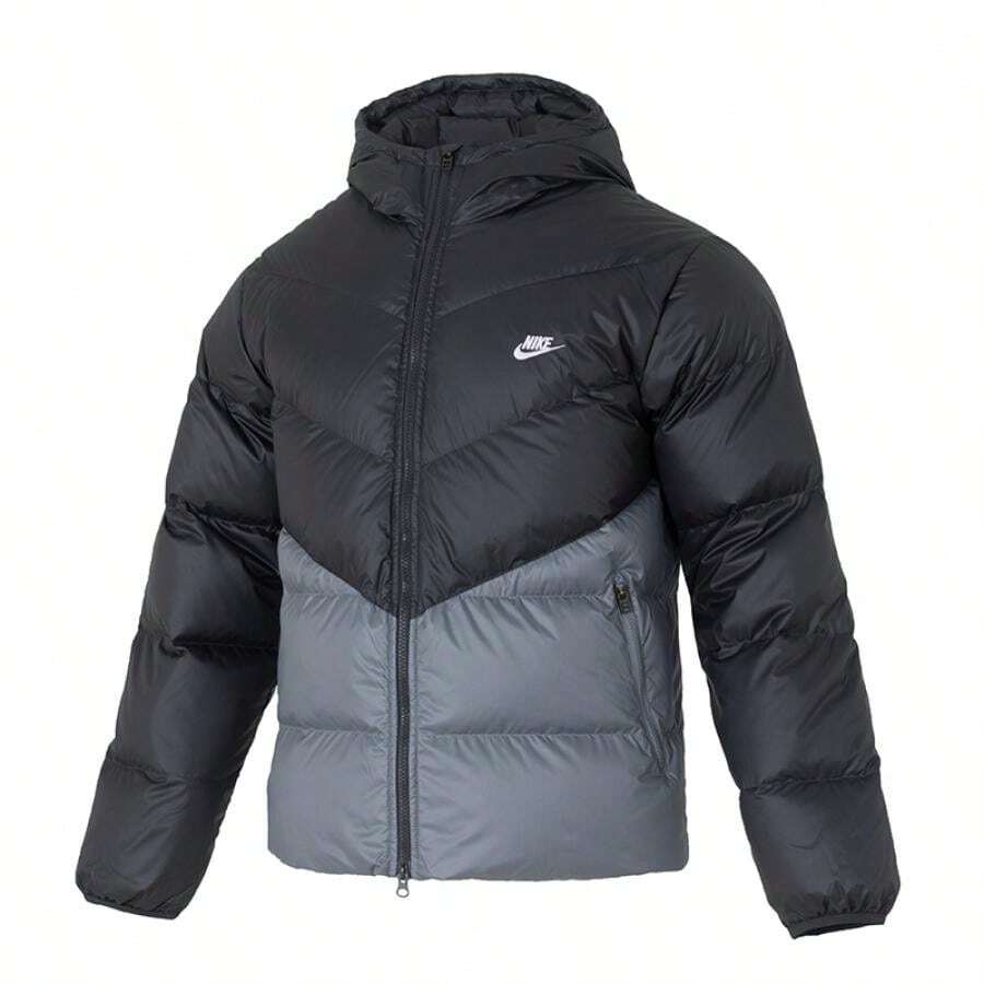 Nike 男士羽绒服 AS M NK WINDRUNNER STMNT DWN,户外运动、通勤、旅行、休闲,蓬松轻便,保暖外套 HQ7791-061(90% 羽绒,10% 羽毛) - 黑/灰/彩色 - 查看 1