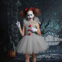 NetHong Pennywise Halloween Costume Girls Creepy Carnival Fancy Kids Dress Up