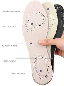 1 Pair Leather Padded Forefoot & Heel Thick Latex Soft Shock-Absorbing Full Insole, Unisex Sports Insole Trimmable Anti-Friction