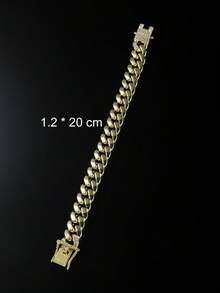 1 Set Men's Hip Hop Style Classic Smooth Cuban Link Chain Necklace And Bracelet Set - Style a - View 8