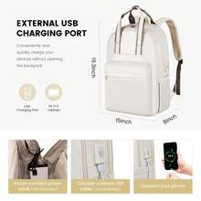 Laptop Backpack For Women, 17 Inch Travel Laptop Bag, Waterproof Computer Backpack Purse For Work Teacher Nurse, Durable Casual Daypack - Hanyu White - View 2