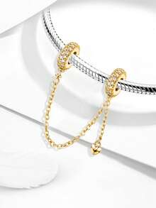 1pc 925 Sterling Silver Elegant Safety Chain Pendant, Suitable For Women's Bracelets, Bangles, DIY Jewelry Making, Date Gift, Exquisite Women Jewelry - Love Flashing  Chain - View 2