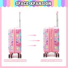 2pcs Girls Luggage Set, With Luggage Tag, 16 Inch Hard Shell Suitcase, Spinner Wheels, Girls Carry-On Travel Trolley Bag - Luggage Set 2 - View 6