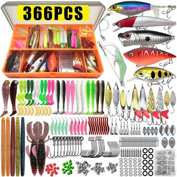 366/149/136/88/86 piezas Juego de señuelos de pesca para trucha/lucio/perca, juego de señuelos de pesca multicapa, equipo de pesca profesional, caja de aparejos, adecuado para todas las capas de agua, agua salada y agua dulce