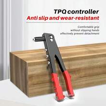 Handheld Black And Red Rivet Gun, 1-Piece | Manual DIY Tool For Fastening Metal, Leather, And Furniture - Black and Red - View 2
