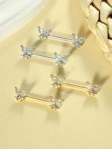 2 piezas de anillos para pezones con forma de mariposa, joyería sexy para perforación, adecuado para mujeres