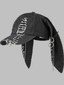 DareSee 1pc Women's New Y2K Distressed Rabbit Ear Baseball Cap, Punk Street Hip Hop Style Snapback Hat MusicFest Y2KFest Back To School Autumn Christmas Christmas Winter Christmas Gifts