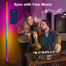 WAYAMY RGB Lampara de Piso Ajustable y Decolorada, Lámpara pie para Salón Inteligente con Control Remoto,Lámpara de pie 2 en 1 RGB de 1.2 metros - 2 - Ver 10