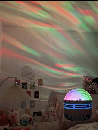 Lámpara proyector de Luces del Norte LED, espectáculo de iluminación multicolor con control remoto, alimentado por USB, efectos de galaxia y nebulosa para dormitorio, techo, campamento, boda, fiesta, decoración de habitación, ambiente, regalo de Navidad