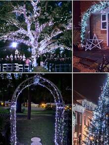 1pc Solar Powered Copper Wire String Lights, Outdoor Patio Party Lawn Camping Garden Christmas Lights