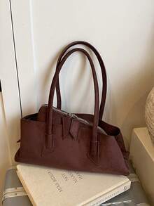 2025 New Retro Niche Design Asymmetrical Geometric Suede Handbag, Large Capacity Commuter Versatile Shoulder Underarm Bag, Fashionable And Tote