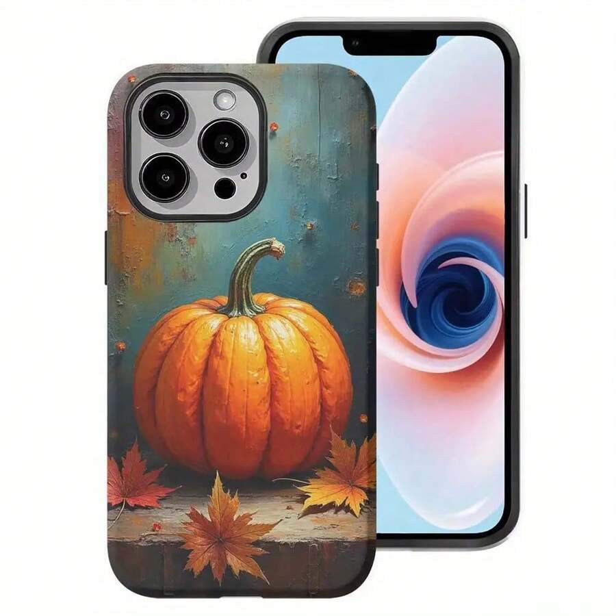 Película protectora mate esmerilada 2 en 1 con diseño de calabaza: antirrayas, perfecta para la temporada navideña, decoración para el teléfono, diseño de calabaza, acabado mate, diseño temático navideño, estampado de calabaza, material de película duradero, ideal para amantes de la decoración de temporada y entusiastas de los accesorios. - Negro - Ver 1