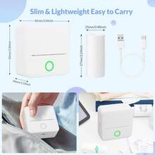 Teckwe Mini Printer, Inkless Sticker Maker, Free Cut Small Pocket Printer, Portable Thermal Printer For Photo Journal Notes Memo,Timy Print App Phone Connection With Thermal Printing Paper For Halloween DIY Decoration,Christmas Gift Back To School - Multicolor - View 8