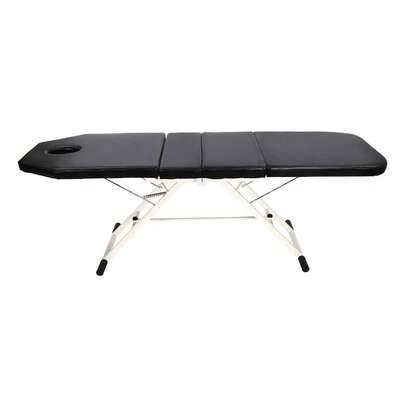 Professional 3-Fold Black Beauty Bed - Portable Spa Massage Table With Adjustable Face Rest, Carrying Case & Hydraulic System For Facial, Massage, And Aesthetic Treatments