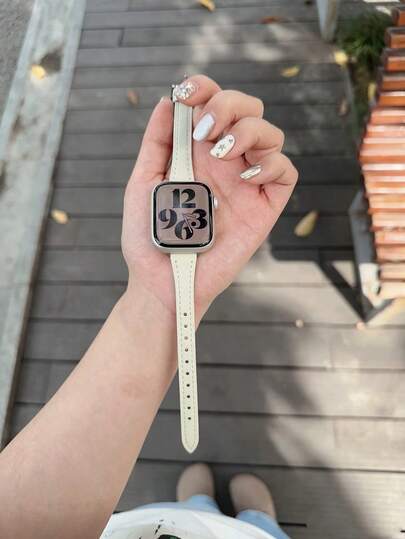 1 Pc Becorative Fancy Jewelry Stylish Elegant Slim Leather Loop Compatible With Apple Watch Band For Women Gold Silver Halloween Black Charms Sport Thin 38mm 40mm 41mm 42mm 44mm 45mm 46mm 49mm , Watchband Compatible With Apple Watch Strap Series Ultra 10/9/8/7/6/5/4/3/2/1 SE