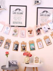 1set-1st Birthday Baby Photo Banner For Newborn To 12 Months, Monthly Milestone Photograph Bunting Garland, First Birthday Celebration Decoration,Boy Girl Photo Frame,Baby Shower