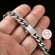 Men's Cuban Bracelet,Classic Basic Stainless Steel Chain Bracelet, Hip-Hop Sports Tough Guy Jewelry, Fashionable Jewelry Gift Suitable For Party Beaches - Khoảng 8,27 inch - Xem 3