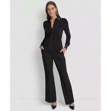 DKNY Women's Twist-Front Contrast-Trim Top | - màu đen - Xem 5